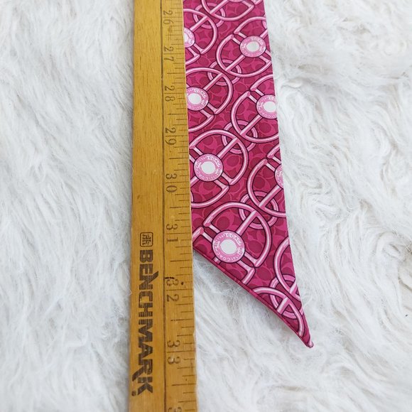 Coach Pink Buckle and Signature Pattern Silk Head Scarf - Picture 5 of 5